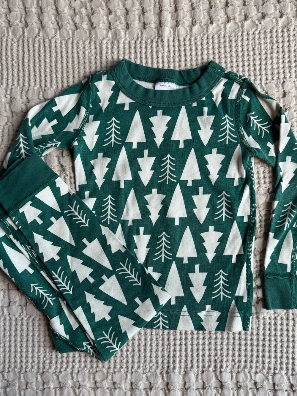 Hanna Andersson Green Tree Print Long John Pajamas